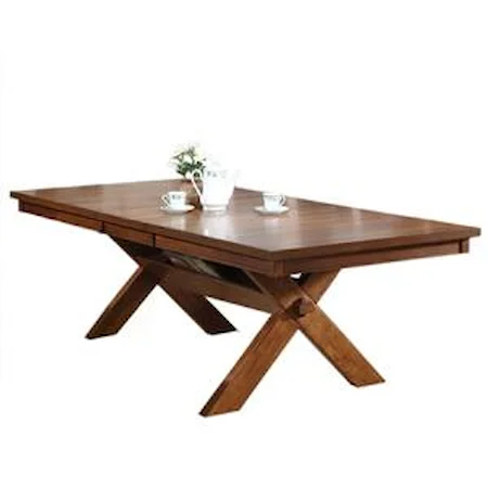 Distressed Oak Dining Table with Storage Trestle Base